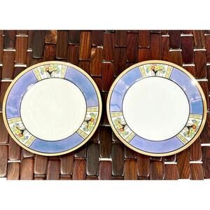 Set of 2 Vintage Noritake Art Deco Hand Painted Salad Plates Morimura Japan 1920